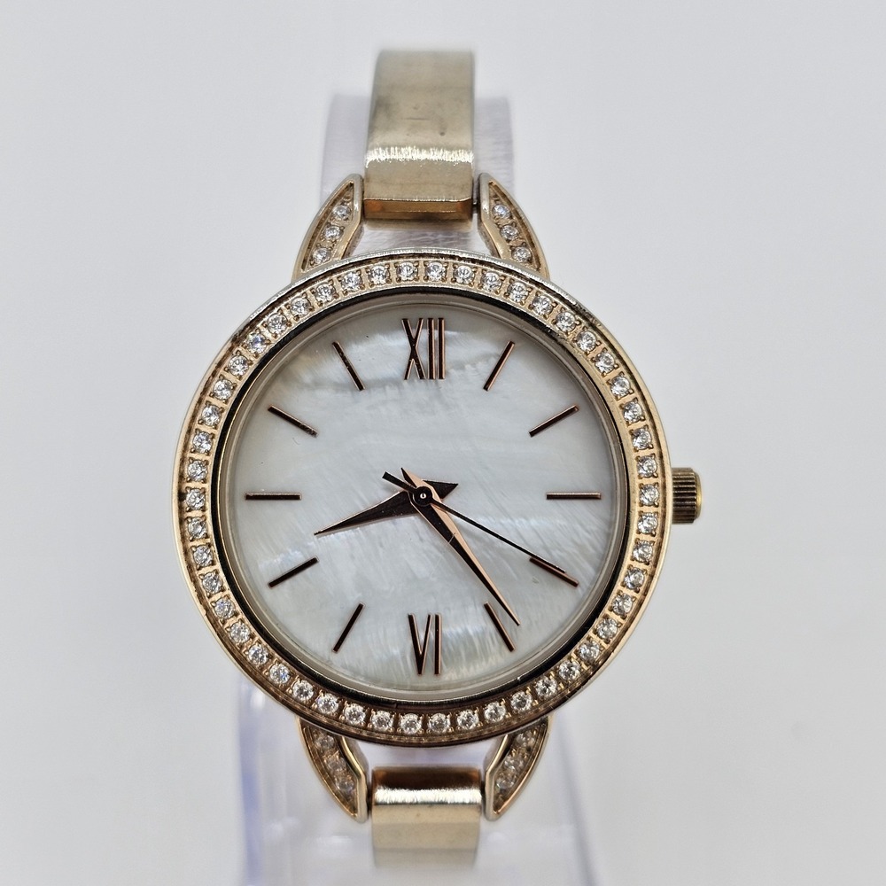 DMQ 34MM Women's Watch MOP Dial Gold Bracelet Band‎ 6" NEW Battery